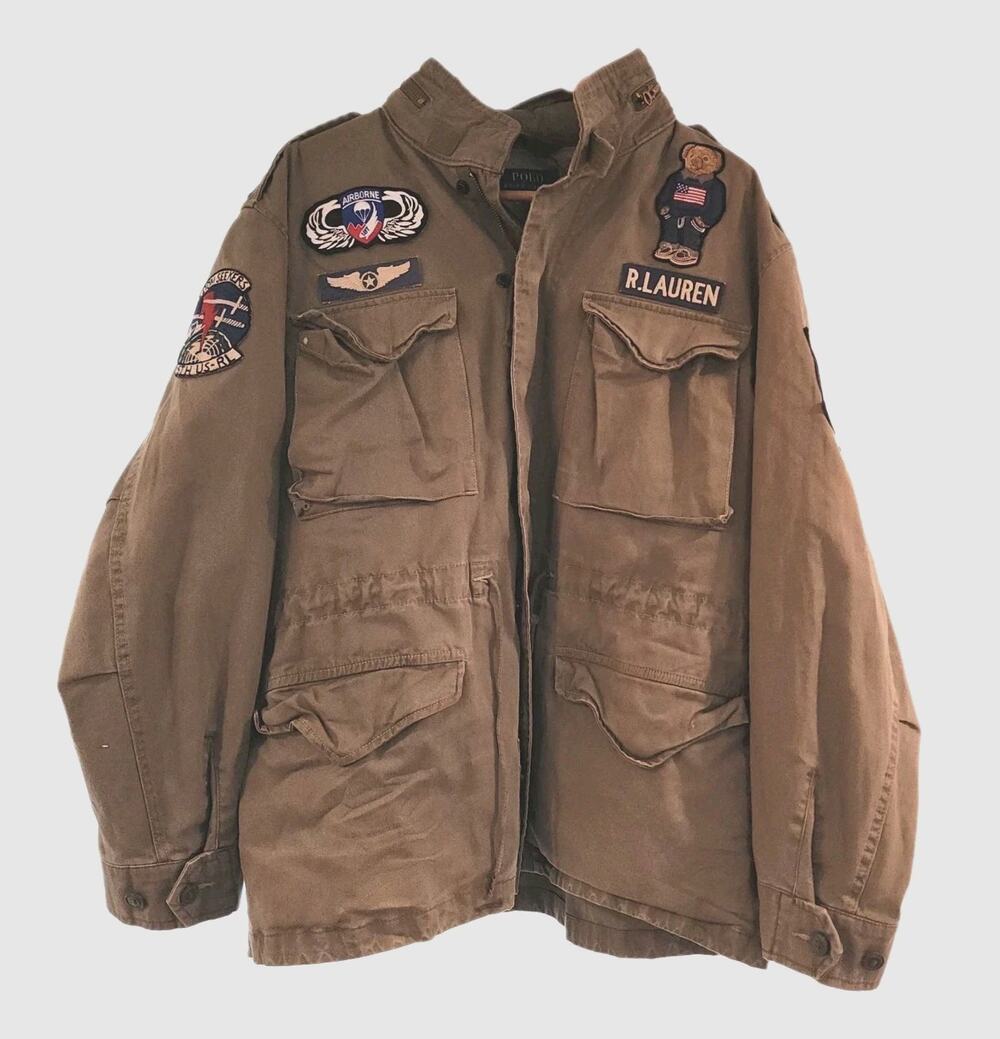 Vintage Ralph Lauren M-65 Military Jacket Iconic Teddy Bear Patch XL TG Airborne